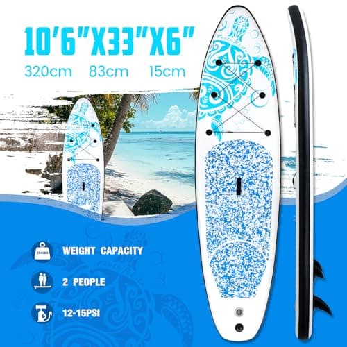 FEATH-R-LITE Inflatable Stand Up Paddle Board 10'6''x33''x6'' Ultra-Light (18.9lbs) SUP with Paddleboard Accessories,Fins,Adjustable Paddle, Pump,Backpack, Leash, Waterproof Phone Bag - Thumbnail 2