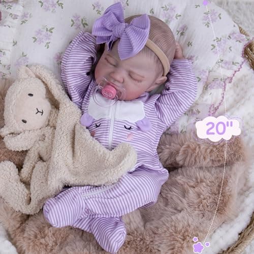 Milidool Realistic Reborn Baby Dolls - 20 Inch Lifelike Newborn Baby Doll Girl Real Life Baby Dolls with Weighted Soft Body Baby Gift with Accessories for 3+ Year Old Kids Girls Gifts, Pretend Play - Thumbnail 4