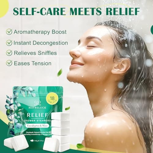 Maybeluck Shower Steamers Aromatherapy 18 Pack – Mothers Day Gifts, Eucalyptus for Shower, Aromatherapy Birthday Gifts for Women & Men, Stress Relief & Relaxation Self Care – Eucalyptus & Mint - Thumbnail 3