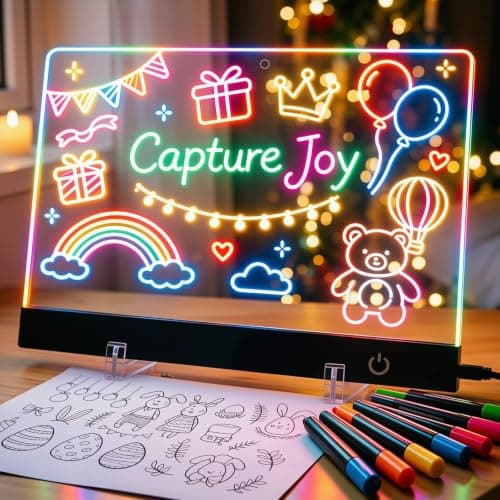 Led Drawing Board for Kids Doodle Board & Adults Message Board w 7 Dry Erase Markers Home Office Supplies and Back to School Supplies,6 Led Lights, Writing, Drawing Tablet & Tracing Paper - Image 1