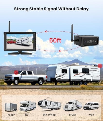 Foxpark Magnetic Wireless Backup Camera with 7" Split Screen Monitor, 2Mins DIY Installation & 1080P Battery RV Back Up Camera System, Trailer Hitch IR Night Vision Rear View Camera for Truck,Camper - Thumbnail 5