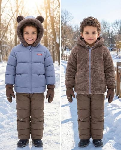 JiAmy Baby Winter Fleece Coat Kids Boys Jacket Outwear Girls Padded Clothes Blue 5-6 Years - Thumbnail 2