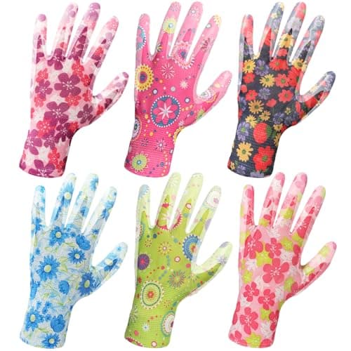Nimalpal 6 Pairs Gardening Gloves - 6 Pairs Gardening Gloves for Women Garden Gloves with Super Grip Breathable Rubber Coated Garden Gloves(3 colors) - Image 1