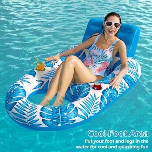 Jasonwell Inflatable Pool Float Adult - Pool Floaties Lounger Floats Raft Floating Chair Water Floaties for Swimming Pool Lake Lounge Float with Cup Holders Beach Pool Party Toys for Adults - Thumbnail 5