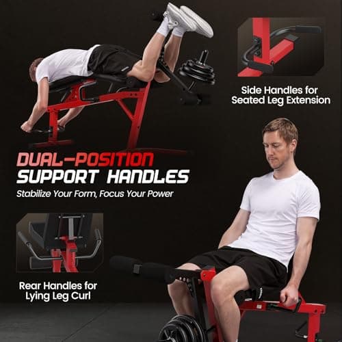 ANCHEER Leg Extension and Curl Machine, 880LBS Adjustable Leg Curl Machine, Seated Leg Extension and Lying Curl Machine for Home Gym, Leg Workout Equipment Compatible with 1" and 2" Plates - Thumbnail 5