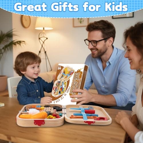 Kids Tool Set Toy for Boys - Educational Montessori Wooden Toddler Play Tool Box with Electric Drill - 59 Pcs STEM Construction Building Toys Christmas Birthday Gifts for 3 4 5 6 Year Old Boys Girls - Thumbnail 6