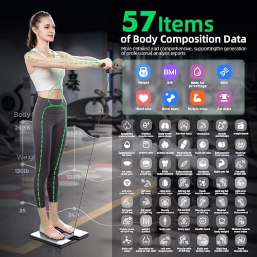 DEKABR Smart Scale for Body Weight, 8 Electrode Digital Bathroom Scale for Body Fat BMI Muscle Mass, 57 Body Composition with Voice Prompt, TFT LCD on Retractable Handle for Home & Gym - Thumbnail 4