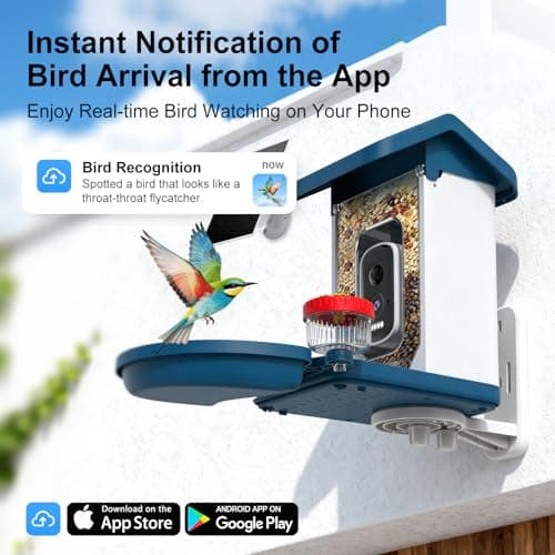 Smart Bird Feeder with Camera Solar Powered, 4K HD Video Bird House, AI Bird Species Identification, Live Stream & Night Vision, Auto-Capture & Notify, Weatherproof Design, Ideal Gifts for Lover - Thumbnail 5