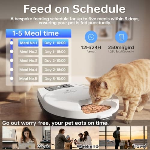 RESPURR Automatic Wet Food Cat Feeder, 3 Days 5 Freshness Meals Refrigerated Auto Cat Feeder, Semiconductor Cooling & Heating with 304 Stainless Steel Bowl, Programmable Timer Cat Food Dispenser - Thumbnail 6