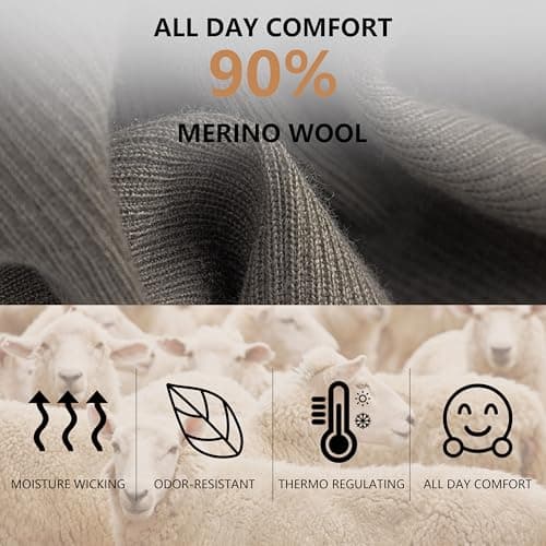 RTZAT 3 Pairs Merino Wool Socks for Men Business Casual Wool Ankle Thin Hiking Running Athletic Compression Thermal Support Warm Breathable Cushioned No-Show Low Cut Sock - dark green Medium - Thumbnail 5