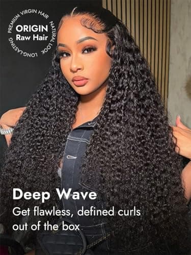 Peerless 28 Inch 13x6 Deep Wave Full Lace Front Wigs Human Hair 200% Density HD Frontal Wigs for Black Women No Synthetic Blend Pre Plucked Glueless Curly Human Hair Wig Natural Color - Thumbnail 2