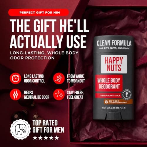 Happy Nuts Whole Body Deodorant for Men - Full Body Odor Control - Ideal for Perfect for Pits, Groin, and More - All Day Confidence - Powerful & Effective Men's Deodorant (Big Wood) - Thumbnail 2