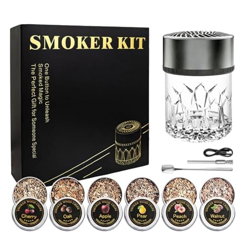 Electric Whiskey Smoker Kit Built-in Lighter, No Butane Needed, Rechargeable Cocktail Smoker Kit with 6 Wood Chips, Old Fashioned Drink Smoker Kit, Bourbon Whiskey Gifts for Men,Husband，Dad - Image 1