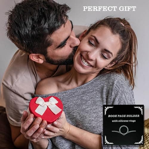 Thumb Book Page Holder Christmas Gifts for Book Lovers, Ultralight Metal Book Reading Holders Accessories with 5 Assorted Size Silicone Rings for Keep Book Open Women Reader Bookish Teachers - Thumbnail 4