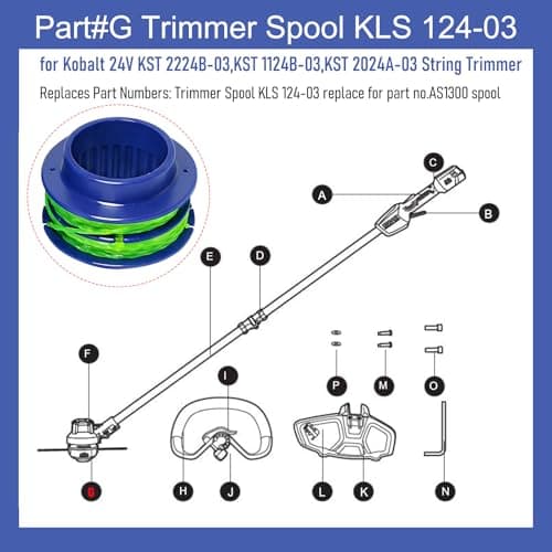 4PC Replacement AS1300 Blue Spool for EGO ST1500 ,ST1500-S,ST1500SF,ST1502SA,ST1502XY,ST1504SF (Use AH1300 head) 15-Inch Trimmer, Trimmer Spool for Kobalt 24V KST 2224B-03,KST 1124B-03,KST 2024A-03 - Thumbnail 6