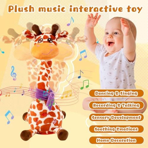 JISON21 Funny Dancing Talking Giraffe Baby,Recording Repeat Baby Tummy Time - Thumbnail 2