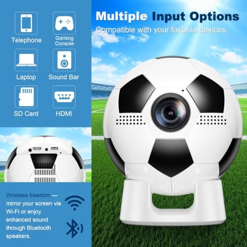 Smart Projector with Built-in Apps, Native 1080P Projector with Bluetooth & Dual Bond Wi-Fi 6, 180° Rotatable Integrated stand, Gift for Him/Boys/Fathers - Thumbnail 6