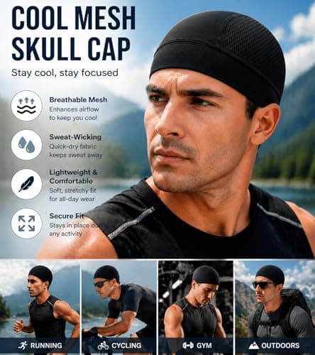 choshion Cooling Skull Caps Helmet Liner Breathable Mesh Stretch Beanie Quick Dry Headwear for Men and Women Cycling Cap - Thumbnail 5