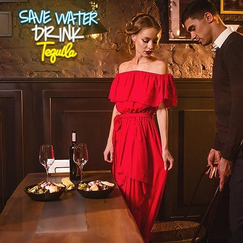 FAXFSIGN Save Water Drink Tequila Neon Sign Led Neon Lights for Wall Decor Usb Light Up Signs for Home Beer Bar Bedroom Restaurant Man Cave Cafe Bistro Club Party Decorations Gift - Thumbnail 6