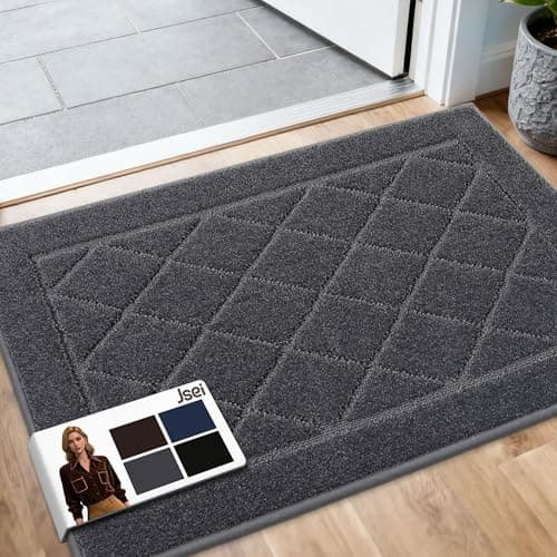 JSEI Dirt Trapper Door Mat 24"x36", Non-Slip Washable Entryway Mats, Dog Door Mat, Stain Resistant and Absorbent Floor Mats, Low Profile Welcome Mat for Front Back Door, Dark Grey - Image 1