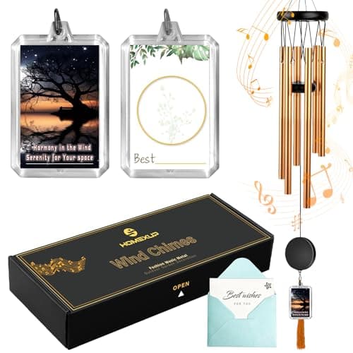 Customizable Memorial Wind Chime - Outdoor Bereavement Gift with Removable Charms, Sympathy Keepsake for Loss, Garden & Patio Decor (Gold) - Image 1