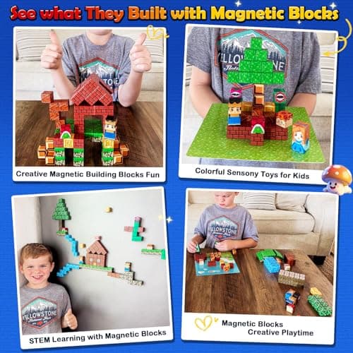 Soyee Magnetic Blocks 100PCS Magnetic Building Blocks Cubes Kids Boys Girls Toys for Ages 3-5 5-7 8-10 STEM Sensory Learning Building Magnet Toys 3-12 Year Old Girls Boys Birthday - Thumbnail 2
