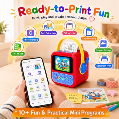 Sticker Maker for Kids, AI Voice Activated Mini Thermal Sticker Printer,Red - Thumbnail 4