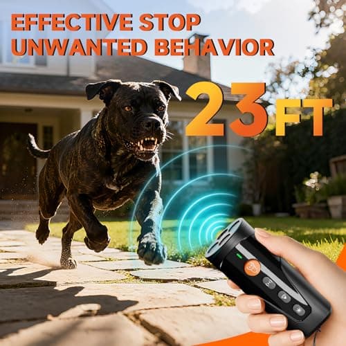 URCHIN Dog Bark Deterrent Device, 3X Ultrasonic Anti Barking Device 6 Modes Dog Trainer Rechargeable & Portable Safe Bark Control Indoor Outdoor for All Dogs with LED Flashlight - Black - Thumbnail 3