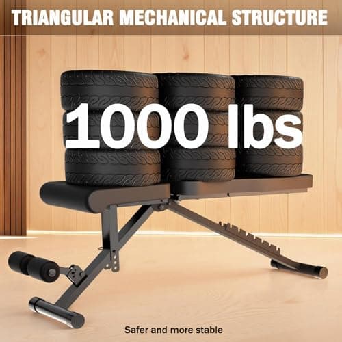 Heavy Duty 1000LBS Adjustable Weight Bench, 14-In-1 Multi-Functional Incline Decline Flat Bench Press, Foldable Full Body Dumbbell Workout Bench for Home Gym Weight Training, Sit Ups, Space-Saving Fitness Equipment - Thumbnail 2