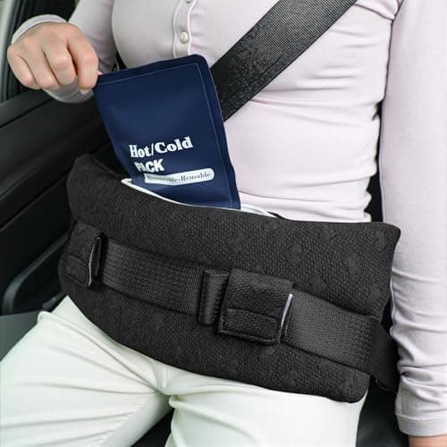 BEYOUDO Seat Belt Pillow Post-Surgery – with Ice/Hot Pocket for C-Section, for Chest/Heart Travel - Thumbnail 2