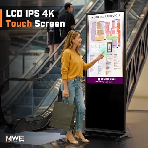 MWE 65 Inch 4K Touchscreen Kiosk, Indoor Floor Standing Digital Signage Displays, Advertising Display LCD Kiosk, Interactive Display Poster Android System with Auto Media Player, HDMI/USB/WIFI - Thumbnail 2
