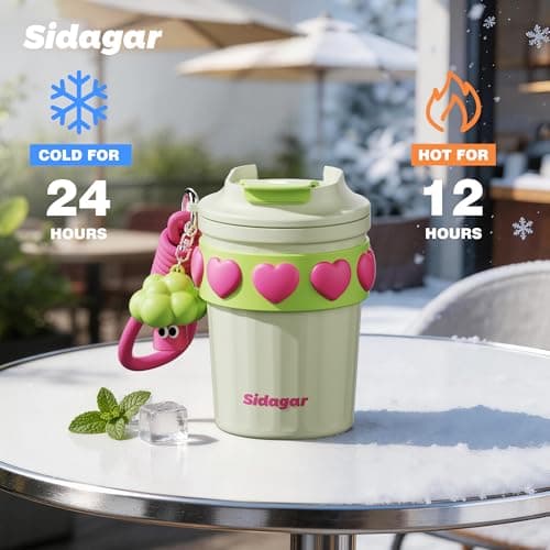 SDGA+ 12 oz Travel Coffee Mug Spill Proof Leak Proof, Stainless Steel Thermal Coffee Cup with Lid, Resuable Cup for Hot and Cold, Portable Tumbler for Women, Minty Matcha - Thumbnail 5