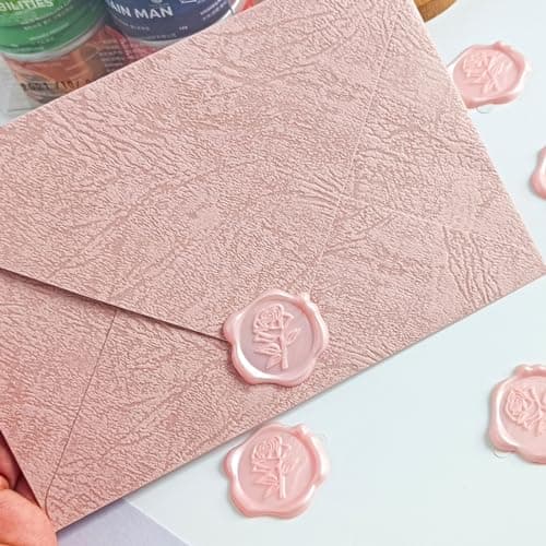 25 Pcs Pink Rose Wax Seal Stickers, Pink Wax Seal for Wedding Invitation, Easy to Use and Good Adhesion Rose Envelope Stickers, Wedding Invitation Accessories - Thumbnail 6