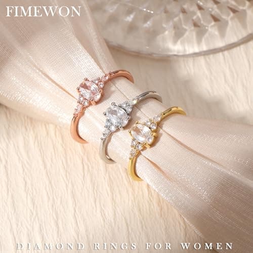 Fimewon Cubic Zirconia Rings for Women Pinky Rose Gold Plated Rings Dainty Promise Bands Trendy Jewelry Birthday Gifts for Women Size 8 - Thumbnail 5