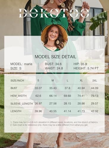 Dokotoo Womens Dresses Sundresses for Women 2026 Business Casual Outfits Early Spring Fashion Plus Size Dresses Long Flowy Dresses for Women Boho Maxi Dress Light Green - Thumbnail 6