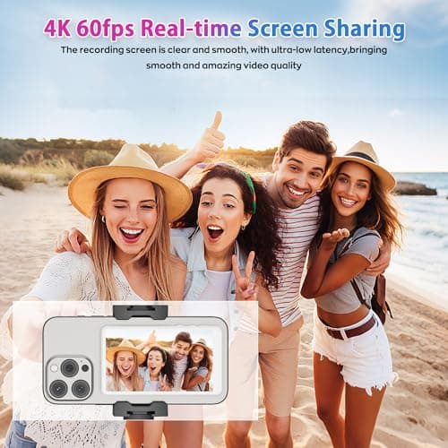 Nenong Vlog Selfie Monitor Screen Pro, Built-in Speaker and 360° Smart Face Tracking Tripod, 4.8" Rear Camera Display 4K 60fps, Portable Vlog Tool for Creators - Thumbnail 4