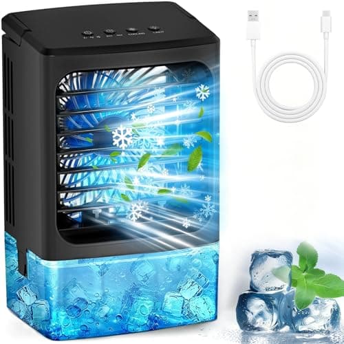 Portable Air Conditioners，Upgraded Portable AC Small Air Conditioner Personal Air Cooler Mini Evaporative Cooler 3 Wind Speed Portable Small AC with 7 Night Light for Room Home Bedroom Office - Image 1