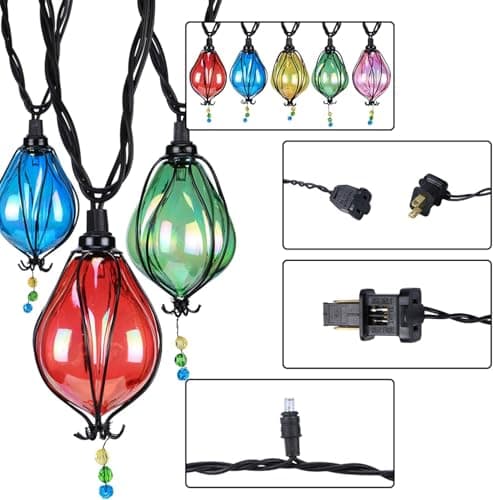 Vigdur Multicolor Outdoor String Lights with 10 Bulbs Connectable Waterproof, Indoor Outdoor Patio Light for Party Wedding Bedroom Cottagecore Decor - Thumbnail 3