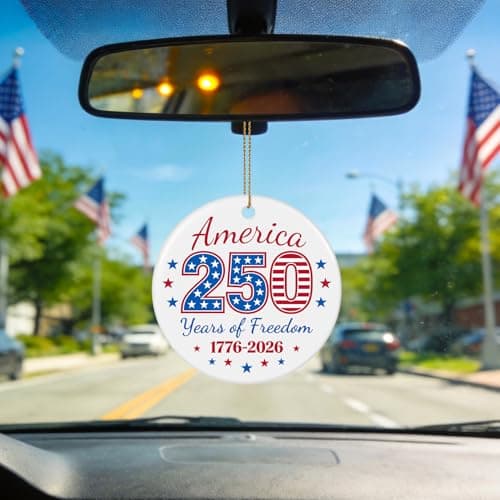 United States 250th Anniversary Ornament, Ceramic 1776 2026 Patriotic Decorations, America 250 Years of Freedom Commemorative Ornament Independence Gift - Thumbnail 6