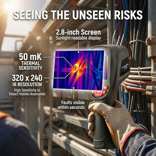 phonebus Link RCX100 Handheld Thermal Imaging Camera, 320x240 TISR Enhanced (160x120 IR), 2.8" 500-Nit Screen Infrared Imager, -4°F to 1022°F, 25Hz, Pro Tool for Home Inspection, HVAC, Electrical - Thumbnail 3