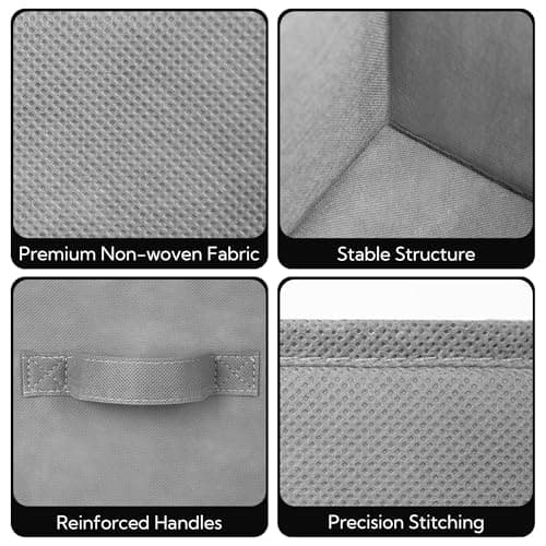 Cupic Cupid 11x11 Storage Cubes, 6 Pack Open Storage Bins with Handles, Storage Cube Organizer for Clothes and Toys, Collapsible Cube Bins for Closet, Shelves, Offices, Gray - Thumbnail 4