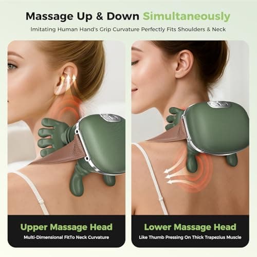 altoance 2026 Upgrade Edition 4D Neck and Shoulder Heat Massager, Wireless Portable Neck Massager, Relieves Muscle Pain, Simulates Deep Tissue Massage of Human Hand, Ideal Gift.（Emerald Green） - Thumbnail 3