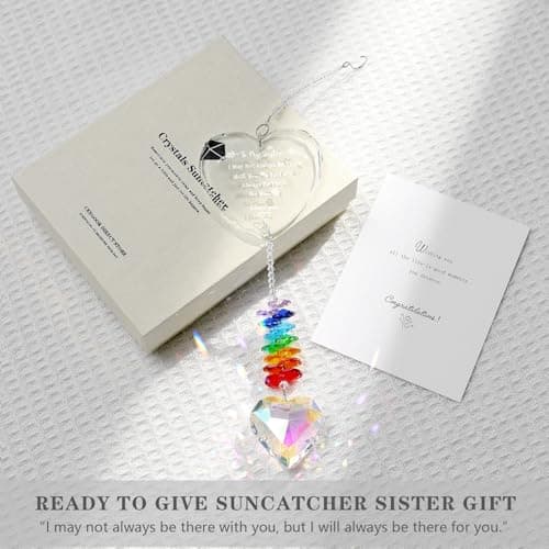 Sister Gifts, Crystal Suncatcher Gifts for Sister Birthday, Sisters Gifts from Sister, Unique Gifts for Sister, Window Hangings Home Decoration - Thumbnail 3