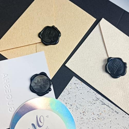 Pilloze 50 Pcs Black Wax Seal Stickers - Rose Style, Self Adhesive Wax Seal for Wedding Invitation, Good Adhesion, Black Rose Envelope Seals Stickers Perfect for Wedding Invitation, Scrapbooking - Thumbnail 5
