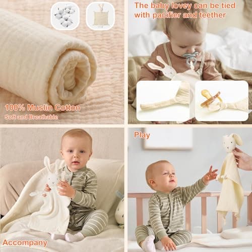 BELIVIUM New Mom Gifts for Women After Birth, Baby Shower Gifts Basket - First Time Mom Postpartum Essentials, Gender Neutral Newborn Gifts Sensory Toys Cotton Lovey - Thumbnail 3