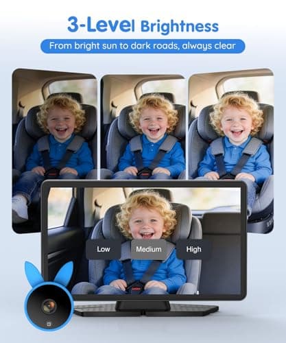 Babyvue BV4 7in Baby Car Monitor, IPS 1080P Large Screen Display with USB Plug & Play Power, AUTO IR Night Vision Car Seat Monitor, Baby Registry for Boys & Pets, Travel Essential - Thumbnail 6