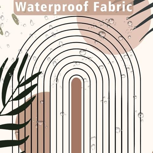 LYLYCTY Boho Shower Curtain Set, Cream Bohemian Mid Century Leaf Sun Modern Shower Curtains for Bathroom Decor Waterproof Fabric with 12 Hooks 72x72 Inches - Thumbnail 3