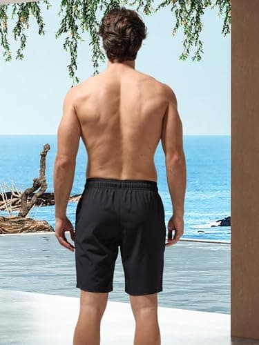 Arcweg Men's Swim Trunks with Compression Liner Black Quick Dry 2XL Bathing Suit Board Swimming Shorts with Zipper Pockets - Thumbnail 3