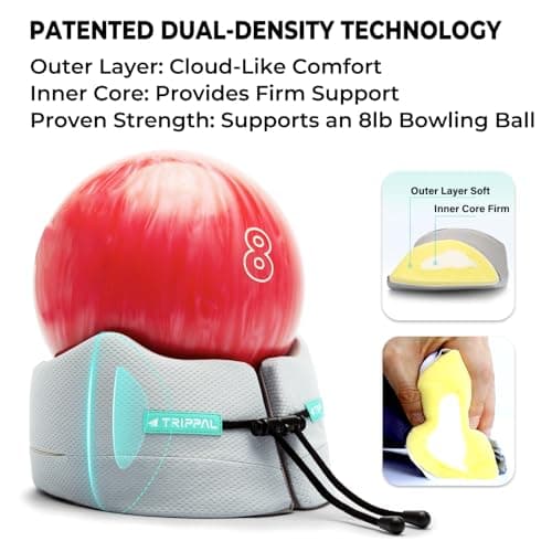 TripPal Airplane Sleeping Travel Pillow: 360° Chin & Neck Support with Flat Back for Side Sleepers on Long-haul Flights - Dual-Density Memory Foam (8lb Non-Collapsing) to Prevent Head Bobbing - Thumbnail 5