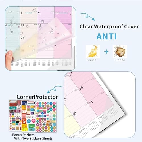 Dayvorax 2026-2027 Desk Calendar - 22" x 17", 18 Month Calendar Jan 2026 - Jun 2027, Large Monthly Desktop Calendar with Daily Blocks, Thick Paper, Corner Protectors - Colorful (3 Stickers Included) - Thumbnail 5
